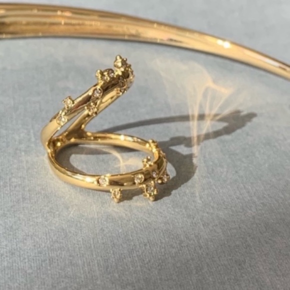 ALEXIS BITTAR NEW Gold Satellite Double Banded Crystal Ring Size 7 - Picture 13 of 13